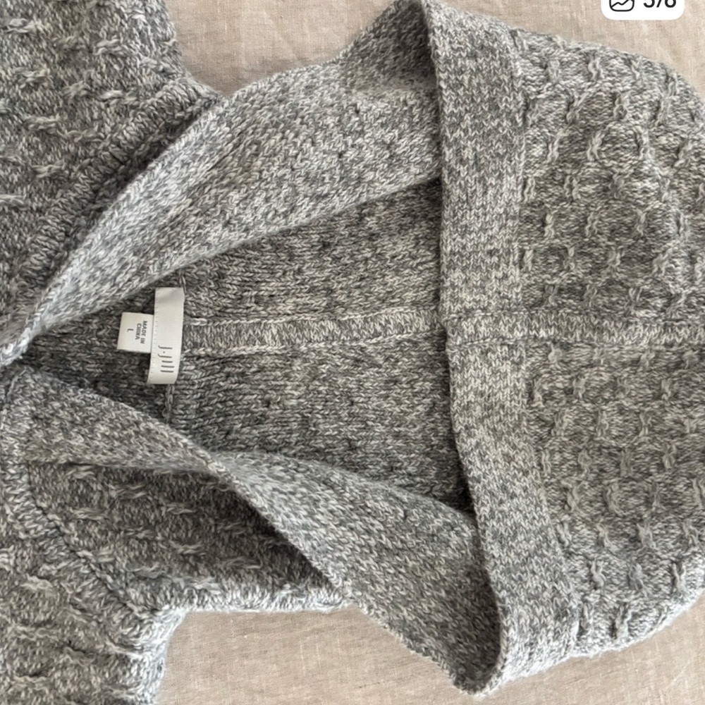 J.JILL Hooded Heather Gray Women's Sweater - Picture 3 of 12
